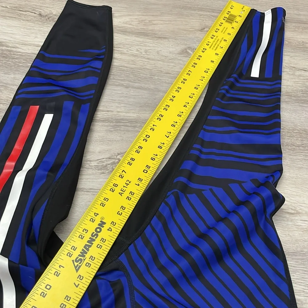 Athleta Black with Red, White & Blue Stripes Cropped Leggings Size XS